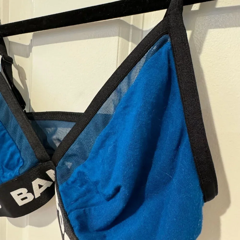 Blue‎ Bamboo Banded Triangle Mesh Bra - Size Small